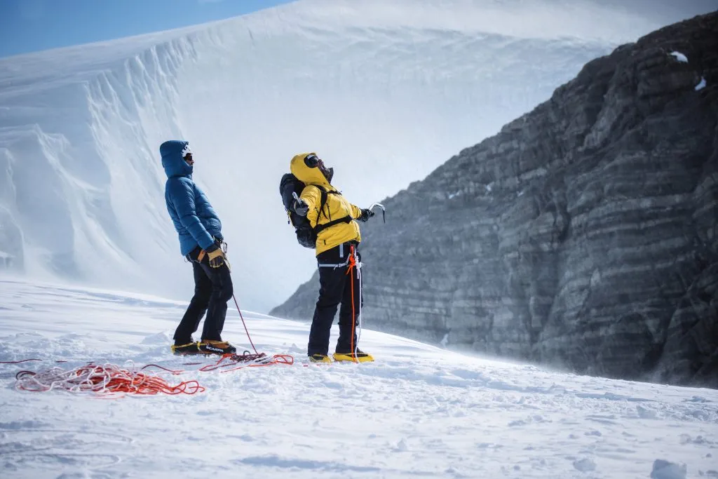 Aerial shot of a figure at the South Pole from the Pole to Pole with Will Smith documentary