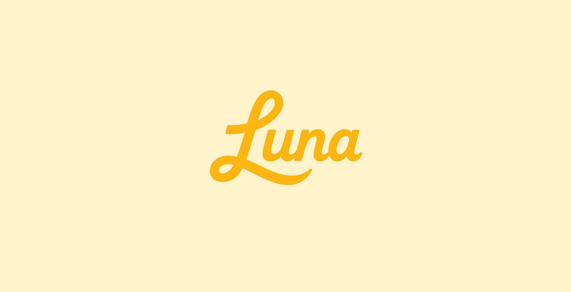 Luna logo — a cursive orange wordmark reading “Luna” on a pale yellow background
