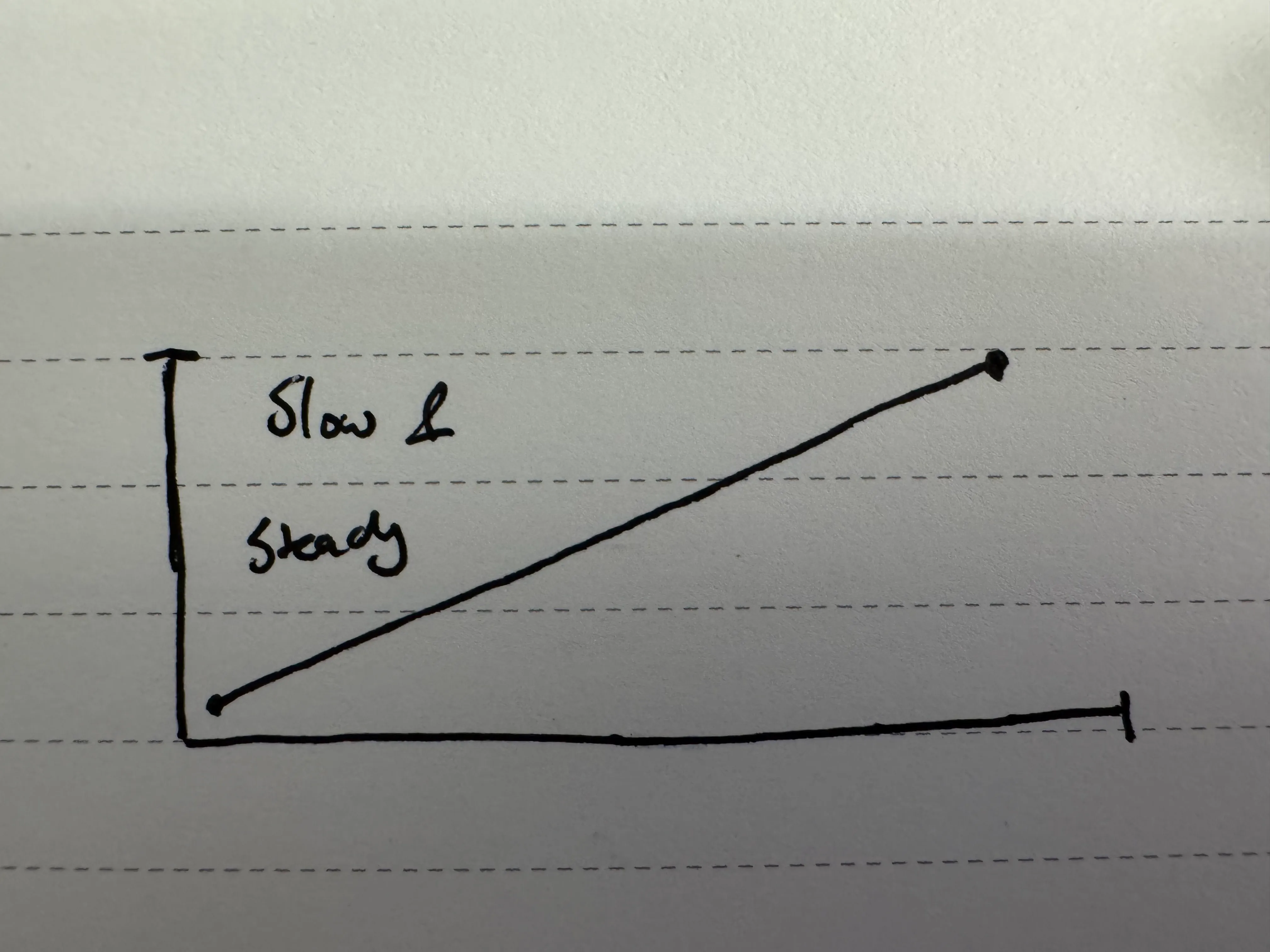 Hand-drawn graph of large company growth