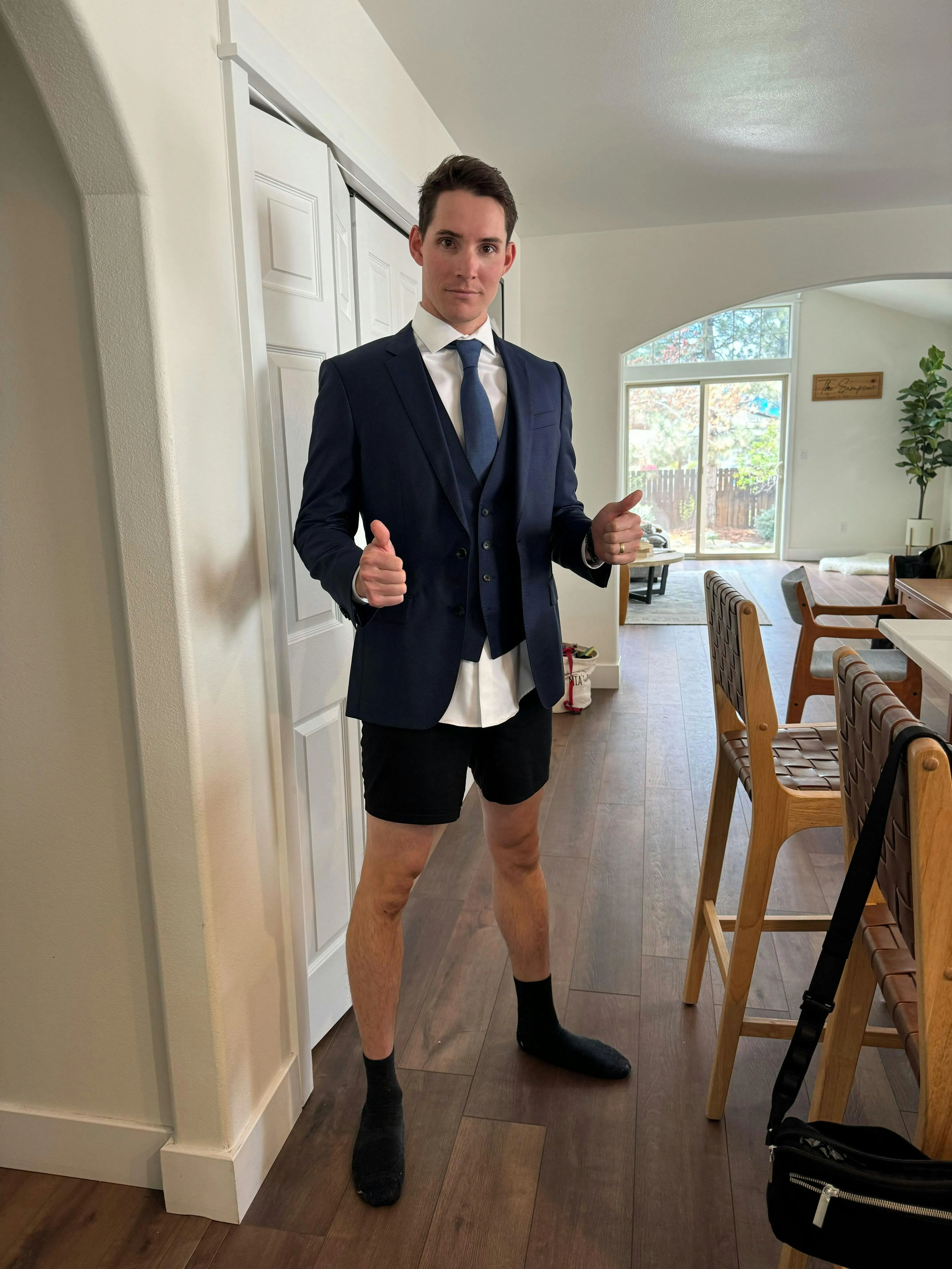 Ben dressed in a suit for a Zoom call