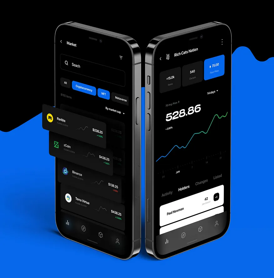 NFT crypto wallet dark mode interface