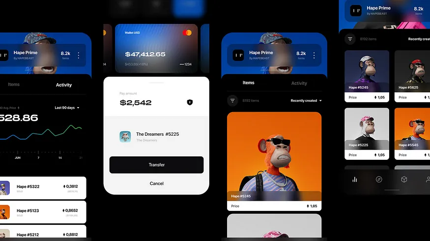 Crypto wallet NFT gallery interface