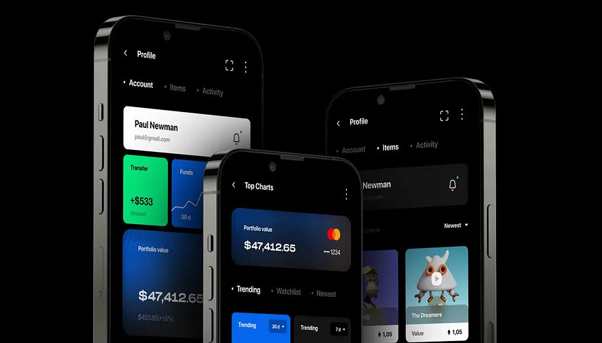 NFT wallet transaction screen design
