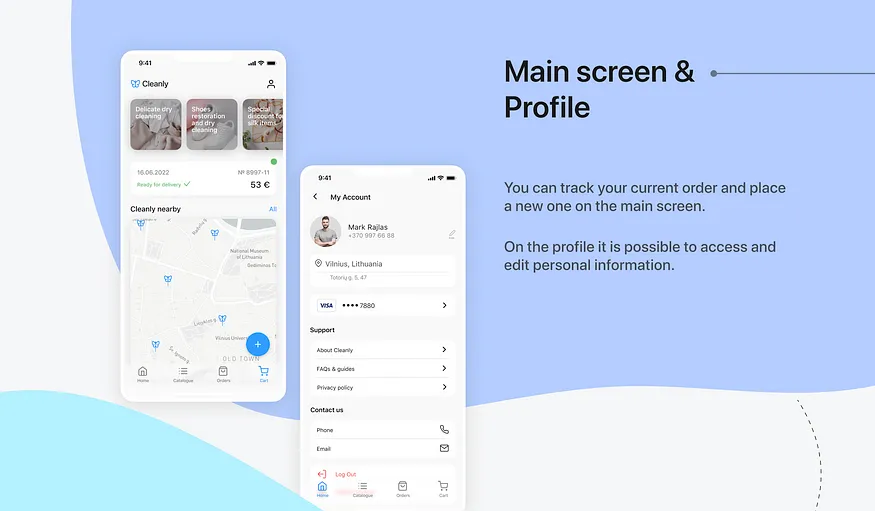Cleanly laundry app design screen 1
