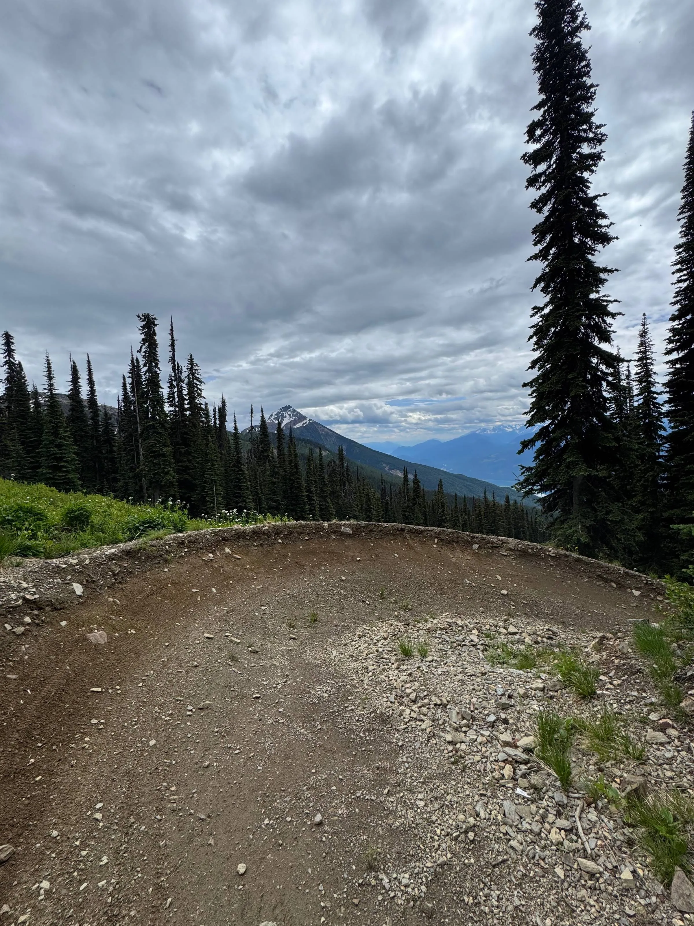 Mountain biker on Fifty Six Twenty flow trail in Revelstoke BC