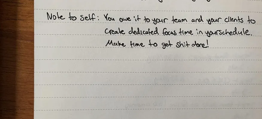 Handwritten note to self, page two