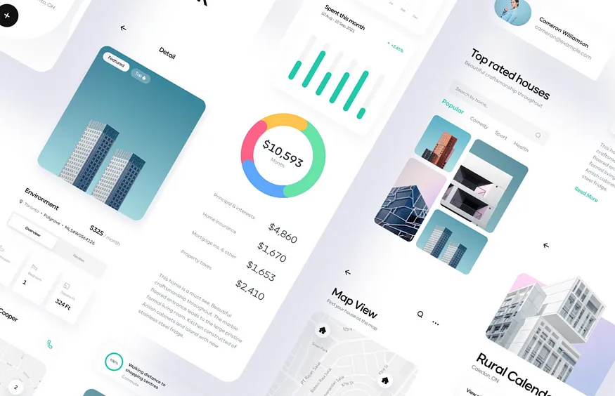 Real estate app UI concept mockup