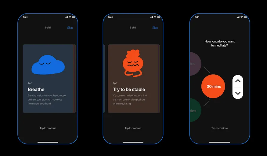 Calm meditation app redesign concept screen