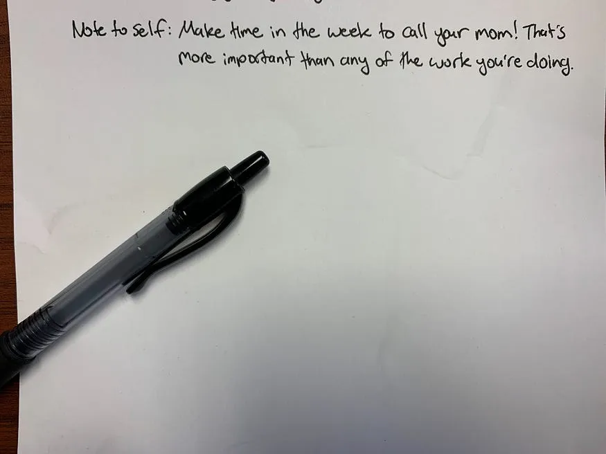 Handwritten note to self, page three