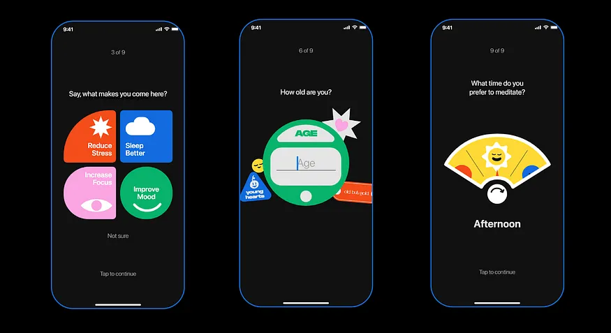 Calm meditation app redesign concept screen