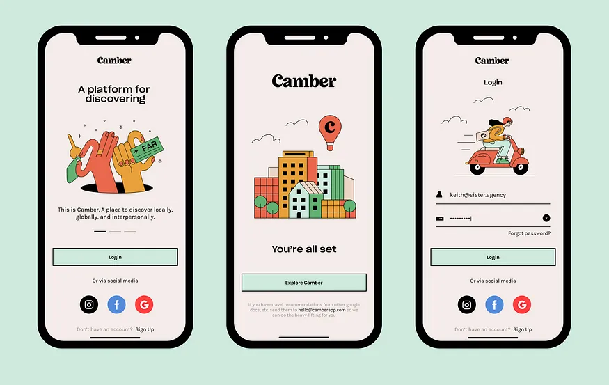 Camber UI screen composition